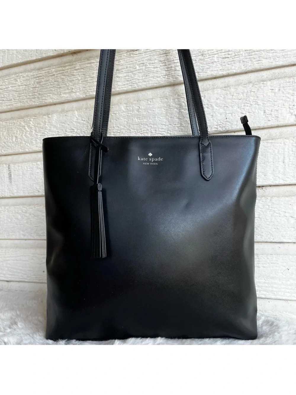 KATE SPADE Black Leather Saffiano Jana Knott Dumpling Mulberry Laptop Bag Tote